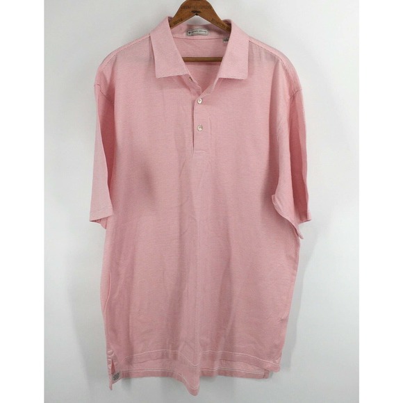 Peter Millar Other - Peter Millar White Pink Thin Striped Polo Shirt L